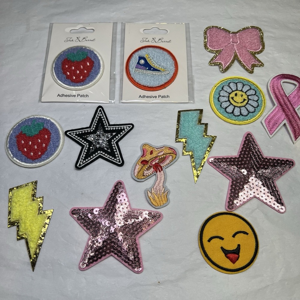 Lot Iron on Patches Embroidered Glitter Alphabet Self Adhesive Glue on Jacket